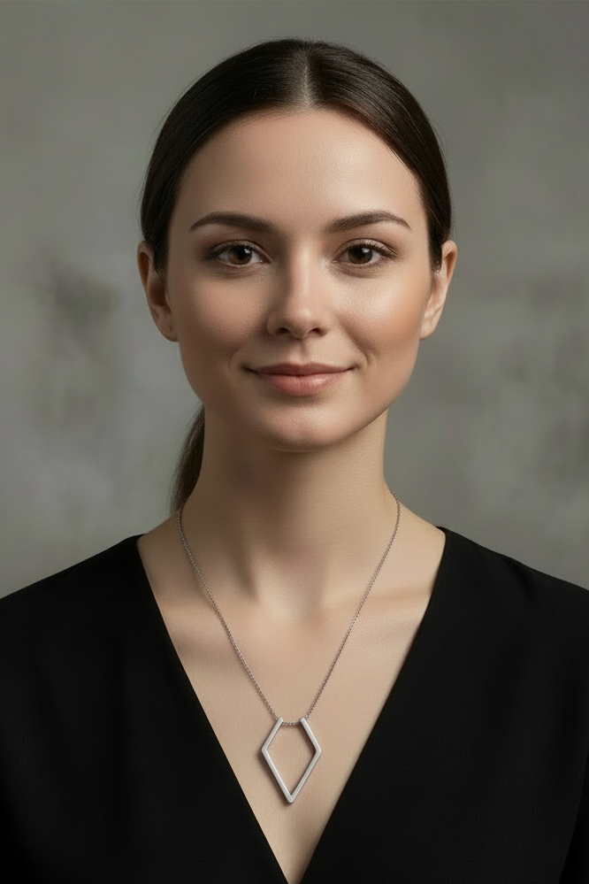 Rhombus Ring Holder Necklace - Silver