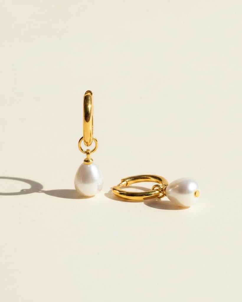 Pearl Droplet Earrings - Gold