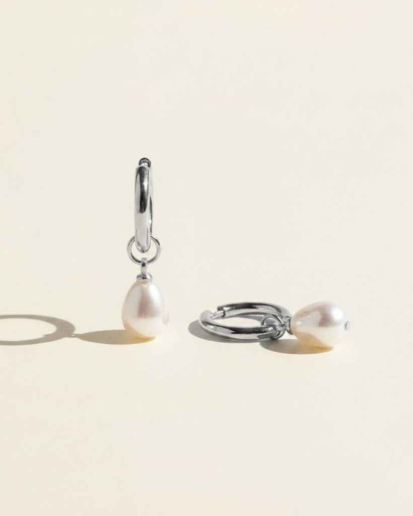Pearl Droplet Earrings - Silver