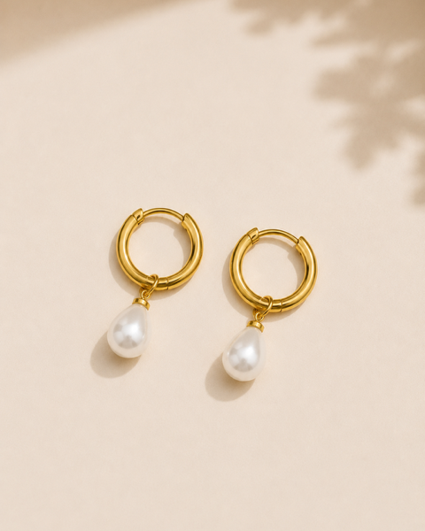 Pearl Droplet Earrings - Gold