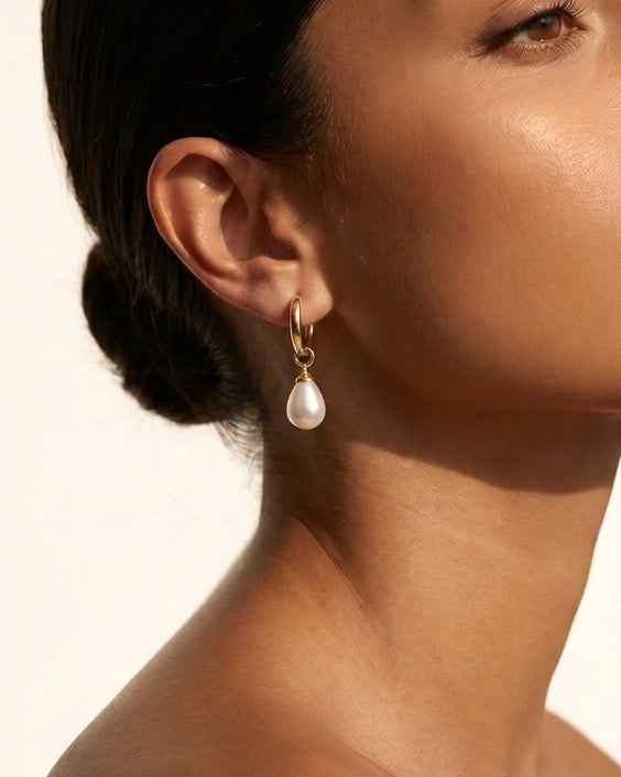 Pearl Droplet Earrings - Gold