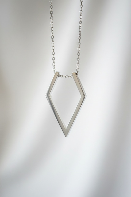 Rhombus Ring Holder Necklace - Silver