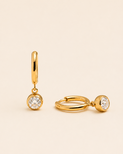 Stone Droplet Earrings - Gold