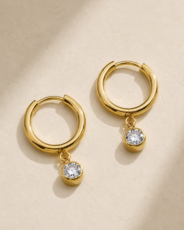 Stone Droplet Earrings - Gold