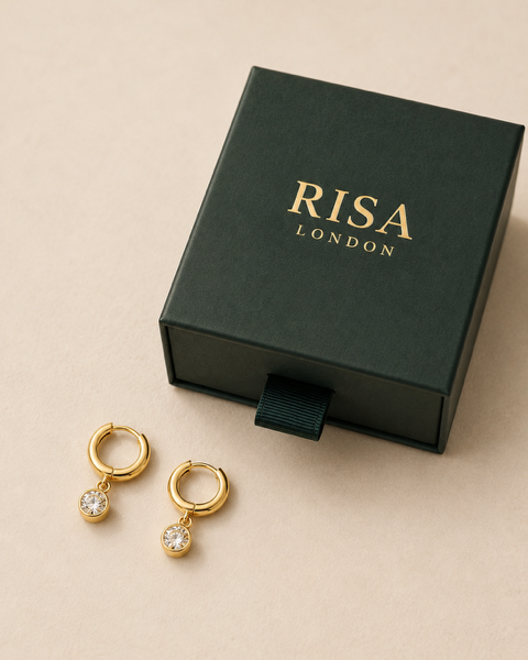 Stone Droplet Earrings - Gold
